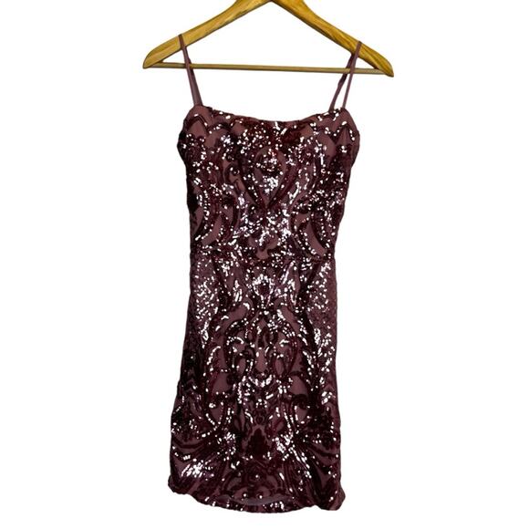 B. Darlin Pattern Sequin Tie Back Bodycon dress pink - 17/18 - Picture 1 of 11